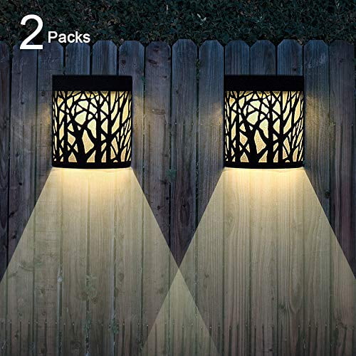 Black Hollow Black Forest Lighting 2 Pack Solar Wall Lights Outdoor Decorative 2 Modes